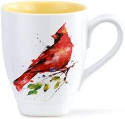 Dean Crouser Spring Cardinal Watercolor Yellow 16 Ounce Glossy Ceramic Stoneware Bird Mug With Easy Grip Handle -KitchenAid Shop 31gGkWpVhzL. AC
