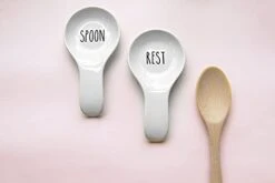 Ceramic Spoon Holder For Stove Top - Farmhouse Kitchen Accessories Decor - Spoon Rest For Kitchen Counter - Gifts For Cooking Lovers - White Ladle Holder -KitchenAid Shop 31gQr3MOMuS