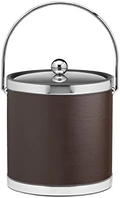 Leatherette Ice Bucket, 3 Qt, White With Brass 10 Leatherette Ice Bucket, 3 Qt, White With Brass - Image 8