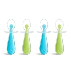 Munchkin ® Silicone Scoop™ Trainer Spoons With Choke Guard For Baby Led Weaning, 4 Count, Blue/Green -KitchenAid Shop 31gvxG2xYOL 1