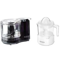 Black & Decker Lack+Decker HC150B 1.5-Cup One-Touch Electric Food Chopper, Capacity & 32oz Citrus Juicer, White, CJ650W,Small