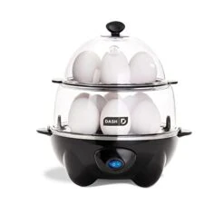 Dash Deluxe Rapid Egg Cooker For Hard Boiled, Poached, Scrambled Eggs, Omelets, Steamed Vegetables, Dumplings & More, 12 Capacity, With Auto Shut Off Feature - Black