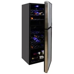 45 Bottle Dual Zone Wine Cooler, Black, 4.8 Cu Ft (136L) Compressor Wine Fridge, Freestanding Wine Cellar, Red, White, Sparkling Wine Storage In Home Bar, Kitchen, Apartment, Condo
