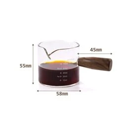 75ml Colored Espresso Shot Glass Double Spouts With Walnut Handle, Measuring Triple Pitcher Milk Cup With 2 Spouts, Coffee Measuring Cup Glass With Walnut Handle For Barista (Clear) -KitchenAid Shop 31k1VCBMYxL