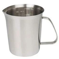 Measuring Cup, Stainless Steel Measuring Cup (16 Ounce/ 0.5 Liter- 2 Cup), Milk Frothing Pitcher, Steaming Pitcher, Milk Frothing Cup Jug With Marking With Handle For Espresso Machines, Latte Art