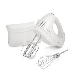 Hamilton Beach 6-Speed Electric Hand Mixer With Whisk, Traditional Beaters, Snap-On Storage Case, White