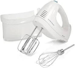 Hamilton Beach 6-Speed Electric Hand Mixer With Whisk, Traditional Beaters, Snap-On Storage Case, White -KitchenAid Shop 31kjHz7PuvL. AC