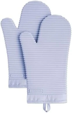 KitchenAid Ribbed Soft Silicone Oven Mitt Set, 7"x13", Milkshake 2 Count -KitchenAid Shop 31klxMXKFL. AC
