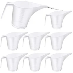 8 Pack 1000ml Large Funnel Pitcher Translucent Easy Pour Measuring Cup With Long Spout, Plastic Measuring Cups Set For Cooking,Baking,Watering,Soap Making,Candle Making