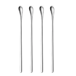 Stainless Steel Coffee Stirring Spoon Beverage Cocktail Stirrers Stir Cocktail Drink Swizzle Stick- Mixing Spoon - Tiny Salt Condiment Spoon - Reusable - Set Of 4 (7.6-Inch)
