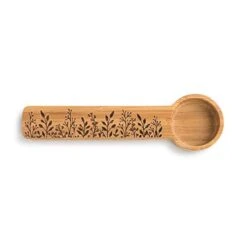 Prairie Flowers Natural Brown 6.25 X 1.75 Bamboo Wood Specialty Scoop Spoon Clip