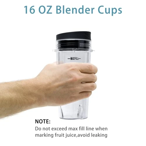 BL660 Blender Cups Compatible With Ninjia, Single Serve 16oz Blender Cups With Sip & Seal Lids Compatible With Nutri Ninjia BL770 BL780 BL740 BL810 Replacement Parts 6 BL660 Blender Cups Compatible With Ninjia, Single Serve 16oz Blender Cups With Sip & Seal Lids Compatible With Nutri Ninjia BL770 BL780 BL740 BL810 Replacement Parts - Image 4