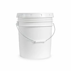 5 Gallon Food Grade White Plastic Bucket With Handle & Lid - Set Of 3