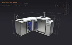 Bar Series MA-BEV90KEG 90 Degree Stainless Steel Outdoor Rated 3 Beer Tap Kegerator Keg Dispenser + Wine Cooler Beverage Center Refrigerator + Granite Countertops + Faucet & Sink -KitchenAid Shop 31mlYZTJWrL