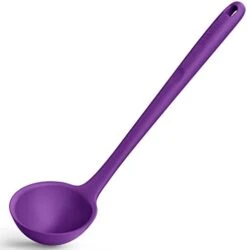 13 Inch Silicone Soup Ladle: U-Taste 600ºF Heat Resistant 4 Oz Large Non-stick Seamless Rubber Kitchen Deep Serving Spoon With Non-slip Solid Long Handle For Cooking Sauce/Stews/Gravies (Aqua Sky) -KitchenAid Shop 31nP TYYIbL. AC
