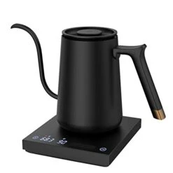 Fish Smart Electric Coffee Kettle 600ML, Gooseneck Pour Over Kettle For Coffee And Tea Variable Temperature Control, Home Edition Black
