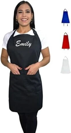 KAUFMAN - Personalized Apron, Add A Name Embroidered, Cotton/poly Bib Apron Adjustable With Two Front Pockets -KitchenAid Shop 31nraelhlfL. AC