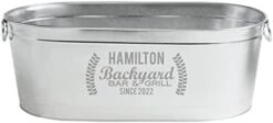 Let's Make Memories Personalized Backyard Bar Beverage Tub - Custom Beverage Tub - Customizable Message - Galvanized Drink Tub - 20¾”L X 11¾”W X 7”H - 5.5 Gallons -KitchenAid Shop 31nsZ5kmwEL. AC