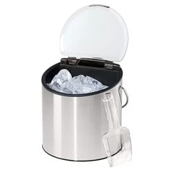 Stainless Steel Ice And Wine Bucket With Flip Top Lid And Ice Scoop, Holds 2 Bottles -KitchenAid Shop 31o4qMB0p8S