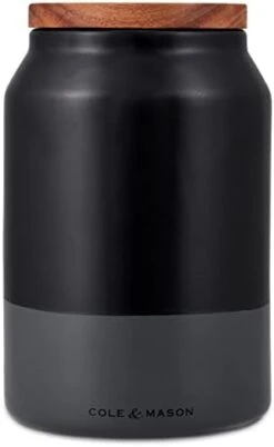 Cole & Mason H822135 Elmdon Black/Grey Garlic Keeper | Kitchen Organisation, Storage Pot For Fresh Garlic | Ceramic/Acacia/Silicone | (H)120 Mm X (D)110 Mm | 2 Year Guarantee -KitchenAid Shop 31oRO5pqJvL. AC