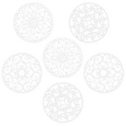 Silicone Trivets For Hot Dishes, Hot Pads For Kitchen Counter, Trivets For Hot Pots And Pans, Multi Purpose Heat Resistant Mats For Table And Countertops, Silicone Trivet Mat Set 6 White