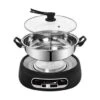 5 Quart 2 Way Divided Hot Pot, Powerful 1600W Rapid Heating Element, Adjustable Temperature Control With Sliding Knob, Durable Stainless Steel Pot, Glass Lid With Angled Safety Lift Handle