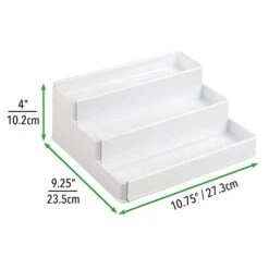 MDesign Plastic Adjustable, Expandable 3-Tier Kitchen Cabinet, Pantry, Shelf Organizer/Spice Rack - Storage For Spices, Jars, Seasoning, Baking Supplies, Ligne Collection - White -KitchenAid Shop 31peVinh8cL