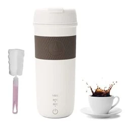 Portable Travel Heating Mug, Mini Electric Cup, 55℃ / 80℃ / 100℃ Optional, 304 Stainless Steel Liner Kettle, 12 Hours Insulation Function, 300W 350 Ml Fashion Electric Thermos, Automatic Shut-Off