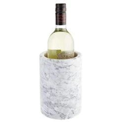 MDesign Single Bottle Wine Chiller - Ice Bucket Cooler For Kitchen, Bar, Party Decor - Holds Cold Wine, Champagne, Beer, Ready-to-Drink Cocktail Utensils, Serving Tongs - White Marble -KitchenAid Shop 31pvuSuEAsL