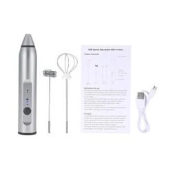 Electric Milk Frother, Rechargeable Electric Milk Frother With 2 Whisks Speed Adjustable Handheld Foam Maker(silver) -KitchenAid Shop 31q9lklbm7L