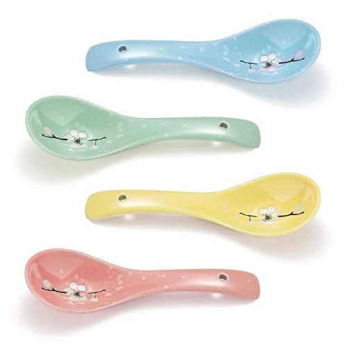 Ceramic Soup Spoons 4 Pieces, Asian Chinese Japanese Korea Porcelain Soup Spoon For Soup, Dumpling, Wonton, Cereal 3 Ceramic Soup Spoons 4 Pieces, Asian Chinese Japanese Korea Porcelain Soup Spoon For Soup, Dumpling, Wonton, Cereal