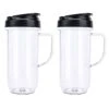 2 Pack Magic Bullet Blender Cups Tall 22oz Cup With Flip Top To-Go Lid Replacement Part Cup Mug With Handle Compatible With 250w MB1001 Magic Bullet Mugs & Cups Blender Milk Juicer Mixer Accessories