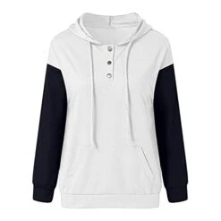 VODMXYGG Womens Winter Long Sleeve Pullover Hoodies Button Down Pocket Casual Basic Sweatshirt Tops