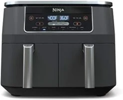Ninja DZ201 Foodi 8 Quart 6-in-1 DualZone 2-Basket Air Fryer With 2 Independent Frying Baskets, Match Cook & Smart Finish To Roast, Broil, Dehydrate & More For Quick, Easy Meals, Grey -KitchenAid Shop 31rlJFuHaWL. AC