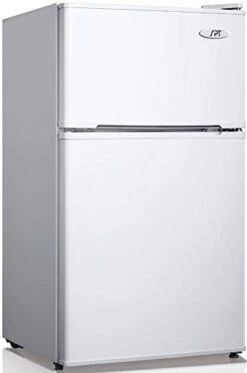 RF-314W Double Door Refrigerator, White, 3.1 Cubic Feet