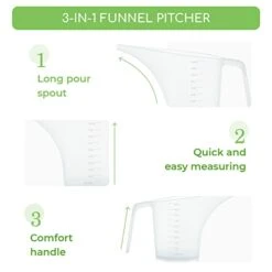 Tofu Funnel Pitcher For Soap Making, Large Capacity Easy Pour Container With Long Spout, Soap Making Supplies, Bakeware Mold, Candle, Microwave Safe, 4 Cups, 32 Ounces, 1000 Ml - Set Of 4 -KitchenAid Shop 31teSFxFooL