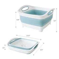 Collaspible Colander Strainer Basket Dish Drainer- Wash Vegetables And Fruits Drain Cooked Pasta, Dishes Drainer, Storage Basket (BLUE)