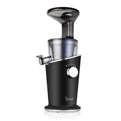 Ana 848 Easy Clean Vertical Juicer - Low Speed 43 RPM - Quiet - 15 Year Warranty Carrots Celery Wheatgrass Greens (Matte Black)