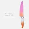 6 Piece Colorful Knife Set - 5 Kitchen Knives With 1 Peeler - Non-Stick Stainless Steel Chef Knife Set - Rainbow Knives With Round PP Handle, Display With Gift Box