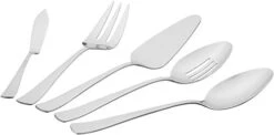 Amazon Basics 5-Piece Stainless Steel Serving Set With Square Edge