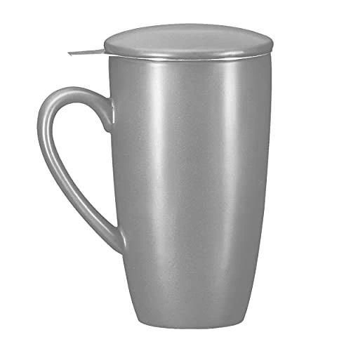 16 Oz Porcelin Ceramic Mug With Tea Infuser And Lid, Loose Leaf Tea Cup, Gift For Tea Lovers, Large Mug For Office And Travel, Gift For Christmas, Coffee Mug With Lid, Grey 3 16 Oz Porcelin Ceramic Mug With Tea Infuser And Lid, Loose Leaf Tea Cup, Gift For Tea Lovers, Large Mug For Office And Travel, Gift For Christmas, Coffee Mug With Lid, Grey