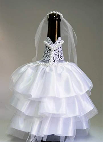 Bride And Groom Wine Bottle Covers- Wine Bottle Dress-up For Weddings- Wedding Gifts For The Couple- Fun Wine Bottle Covers- Wedding Centerpieces Decorations- Wine Décor- Wine Accessories (white) 4 Bride And Groom Wine Bottle Covers- Wine Bottle Dress-up For Weddings- Wedding Gifts For The Couple- Fun Wine Bottle Covers- Wedding Centerpieces Decorations- Wine Décor- Wine Accessories (white) - Image 2