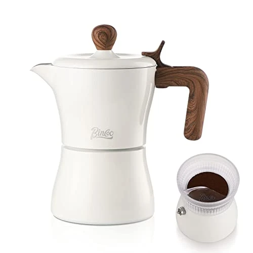 Stovetop Espresso Maker Moka Pot 3 Espresso Cup, Cuban Coffee Maker Stove Top Coffee Maker With Dosing Ring Dispenser, Moka Italian Espresso Coffee Maker(White) 3 Stovetop Espresso Maker Moka Pot 3 Espresso Cup, Cuban Coffee Maker Stove Top Coffee Maker With Dosing Ring Dispenser, Moka Italian Espresso Coffee Maker(White)