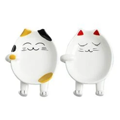 2PCS Ceramic Cute Coffee Cat Spoon Rest, Spoon Holder Rest For Stove Top, Cat Stuff Kitchen Accessories Counter Decor Gifts For Cat Lovers(Yellow+RED)