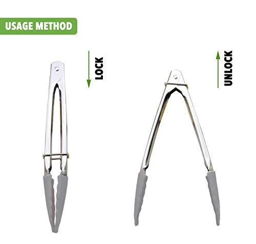 Mini Tongs With Silicone Tips 7-Inch Small Serving Tongs, Set Of 3 (Black White Gray) 4 Mini Tongs With Silicone Tips 7-Inch Small Serving Tongs, Set Of 3 (Black White Gray) - Image 2