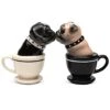 Ea Cup Pugs Magnetic Ceremic Salt And Pepper Shakers