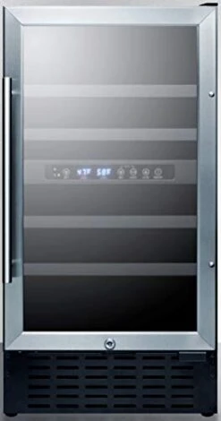 WC182ZCSS 18"" Dual Zone Built-In Wine Cellar With 28 Bottle Capacity Factory Installed Lock Digital Thermostat Reversible Door In Stainless Steel