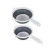 Pop & Store 2 Pack Collapsible Food Colander With Handle, Set Includes 16.5cm & 24cm, White And Grey, Plastic
