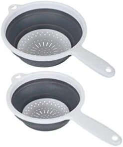 Pop & Store 2 Pack Collapsible Food Colander With Handle, Set Includes 16.5cm & 24cm, White And Grey, Plastic -KitchenAid Shop 31waBEOITtL. AC