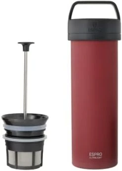 - P0 Ultralight French Press - Double Walled Stainless Steel Vacuum Insulated Coffee And Tea Maker, Portable And Durable Coffee Press For Travel, Camping, And Everyday Use - 16oz, (Cranberry) -KitchenAid Shop 31wyDipEuL. AC